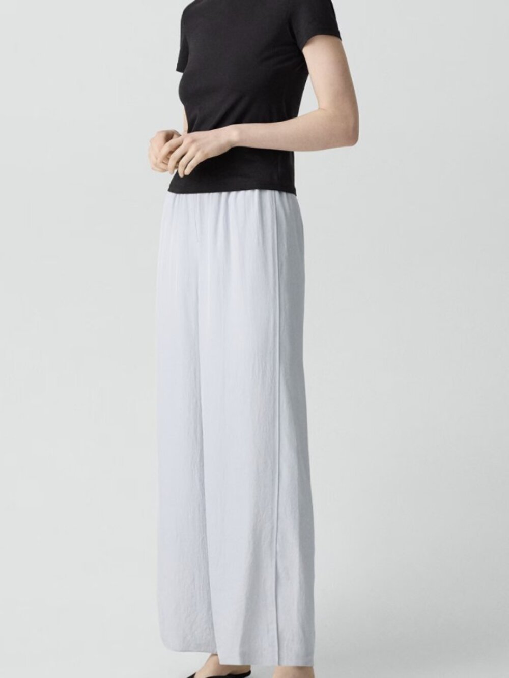 Theory Slit Pull-On Wide Leg Pants Pastel Grey M NWT - Picture 3 of 10